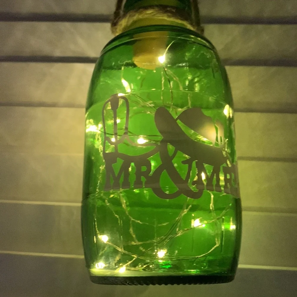 Hand Crafted- ‘Mr & Mrs’ Country Green Barrel Lantern